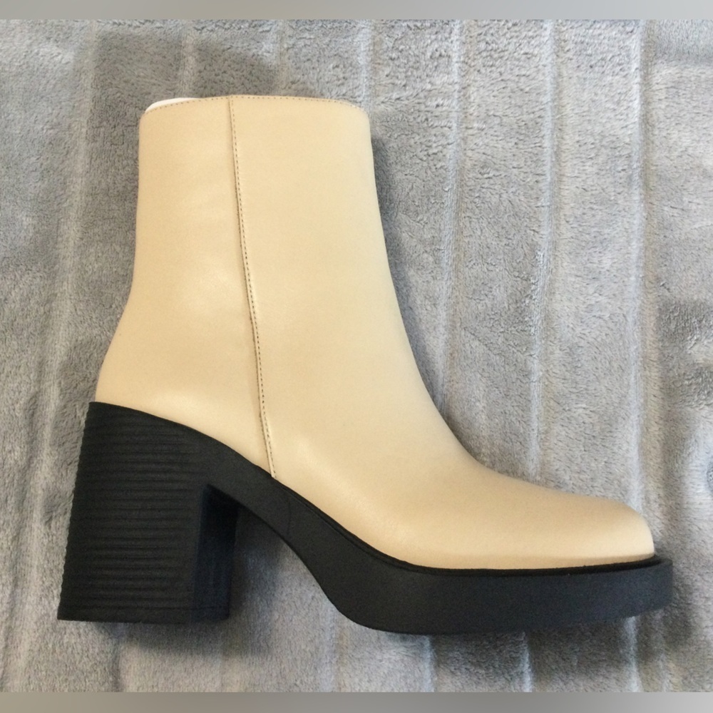 Lisa Vicky Beige Platform Healed Calf Boots Size 6.5 - Picture 8 of 12